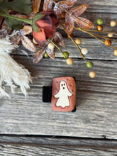 Load image into Gallery viewer, Ghost and bats leather hair claw clip (small)
